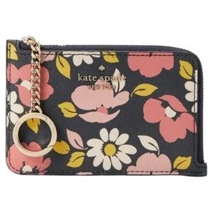 NEW Kate Spade Multicolor Road Trip Floral Medium Zip Card Holder Wallet Clutch